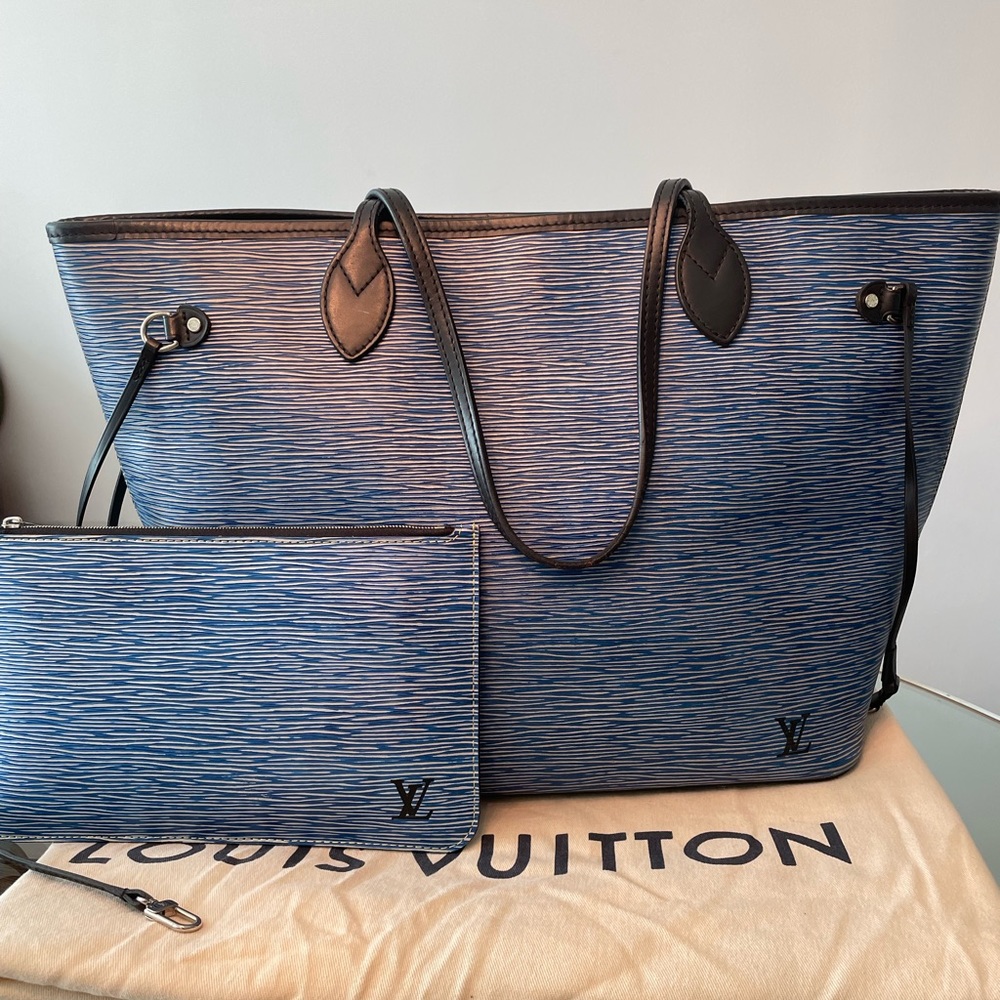 AUTHENTIC Louis Vuitton Neverfull MM Epi Denim Light